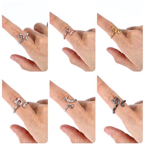 Sibba 6 Pcs Häkeln Garn Ring Einstellbare Stricken Spannung Schleife Ringe Für Finger Geflochten Schneller Metall Katze Führung Halter Häkeln Zubehör Für Häkler Diy Handwerk Zubehör Geschenke von Sibba