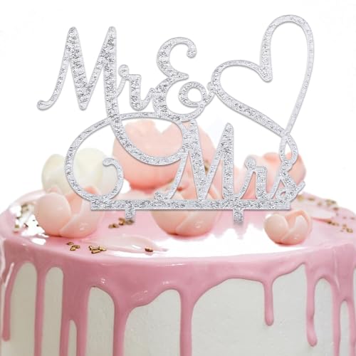 Sibba Mr. Und Mrs. Tortenaufsatz Glitzernder Hochzeitstortenaufsatz Cupcake Picker Partydekorationen Zubehör Kartendekoration Vorratskammer Grundnahrungsmittel Kochen Backen Braut Bräutigam Verlobung von Sibba