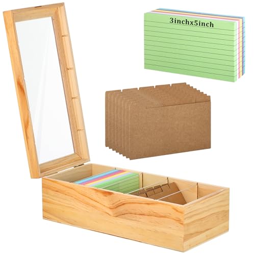 Bambus-Karteikarten-Organizer mit 5 Trennwänden, Kartenhalter, Holz, Rezeptbox mit Deckel für Büro, Business, Klassenzimmer, natürliche Mini-Karten-Aktenbox, 32 cm D x 15 cm B x 10 cm H Bambus-Karteikarten-Organizer mit 5 Trennwänden, Kartenhalter, Holz, Rezeptbox mit Deckel für Büro, Business, Klassenzimmer, natürliche Mini-Karten-Aktenbox, 32 cm D x 15 cm B x 10 cm H von Sibosen