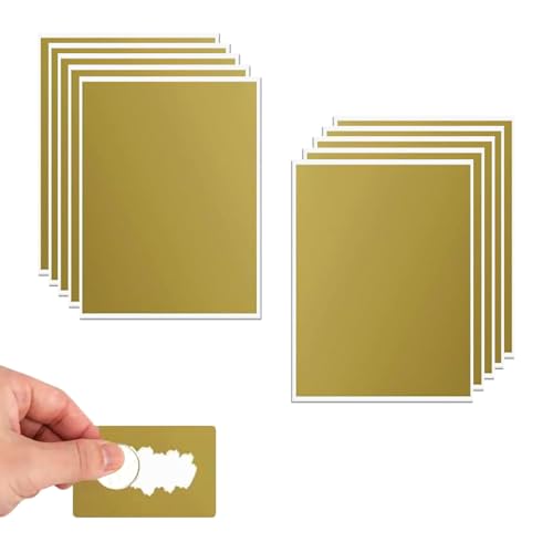 Sicheii 10 Stück A5 Rubbelaufkleber Groß, 21x14,8 cm Rubbellose Selber Machen, Rubbelkarten Zum Selber Beschriften, Selbst klebende Kratz Etiketten für Kartenspiele DIY Einsparungen (Gold) von Sicheii