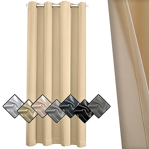 Dicker Vorhang 220x200cm, Blickdichten Vorhänge, Einfach Anzubringen für Zimmer Küche Babyroom,Beige 1 Stück (HöhexBreite) von Sichtschutz