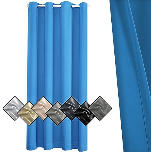 Sichtschutz Verdunkelungsgardinen 90x200cm, Ösenvorhang Blickdicht, Isolierung für Schlafzimmer Gesund Wohnen,Blau 1 Stück (HöhexBreite) von Sichtschutz