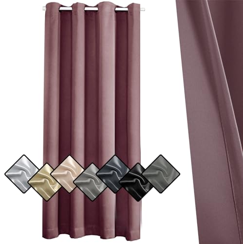 Sichtschutz Vorhang Blickdicht, Verdunkelungsvorhang, Gardinen mit Ösen Thermovorhang für Schlafzimmer/Wohnzimmer/Kinderzimmer, 80x120cm,Dunkelrosa 1 Stück (HöhexBreite) von Sichtschutz