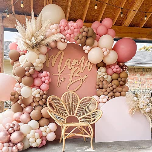 XXL Ballongirlande Boho mit 134 Teilen in Creme, Aprikose und Rosegold mit Zubehör - PLASTIKFREIE VERPACKUNG - Luftballon Girlande Kit für Babyparty, Geburtstag, Hochzeit uvm. von SicurezzaPrima