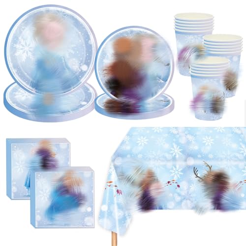 81 Stück Geburtstags Deko Partygeschirr Set, Geburtstagsparty Deko Teller Tischdecke Becher Servietten Kindergeburtstag, für Mädchen Geburtstagsdeko,Party Deko Partyzubehör für 20 Gäste von Sidesea