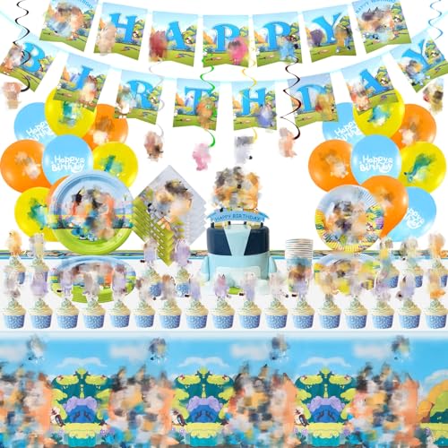 Geburtstagsdekoration, 111 Stück, Party-Dekorationen, Geburtstagsparty-Zubehör, Geschirr-Set für Kinder, Luftballons, Kuchendekoration, Geburtstagsbanner, Tischdecke, Servietten, Teller, Pappbecher, Geburtstagsdekoration, 111 Stück, Party-Dekorationen, Geburtstagsparty-Zubehör, Geschirr-Set für Kinder, Luftballons, Kuchendekoration, Geburtstagsbanner, Tischdecke, Servietten, Teller, Pappbecher, von Sidesea