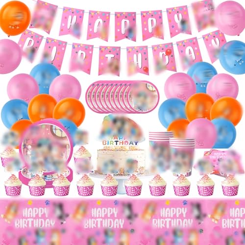 Geburtstagsparty-Dekorationen, 95-teiliges Geschirr-Set, Partyzubehör, Luftballons, Charaktere, Geburtstagsdekorationen, Kuchendekoration, Servietten, Banner, Teller, Tassengeschirr Geburtstagsparty-Dekorationen, 95-teiliges Geschirr-Set, Partyzubehör, Luftballons, Charaktere, Geburtstagsdekorationen, Kuchendekoration, Servietten, Banner, Teller, Tassengeschirr von Sidesea