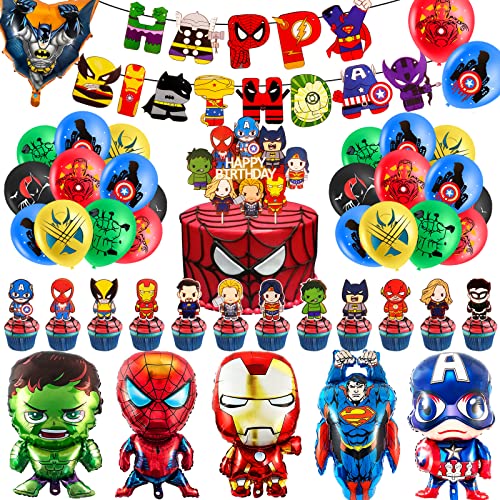Kindergeburtstag Deko, 40 Stück superhelden Geburtstagsdeko 6 Folienballon Geburtstagsdeko Jungen Theme Party Supplies mit Luftballons Geburtstag Banner für Deko Geburtstag Kinder Kindergeburtstag Deko, 40 Stück superhelden Geburtstagsdeko 6 Folienballon Geburtstagsdeko Jungen Theme Party Supplies mit Luftballons Geburtstag Banner für Deko Geburtstag Kinder von Sidesea