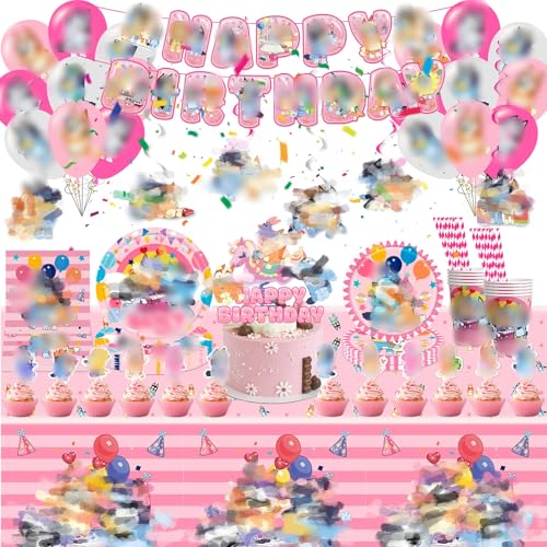 Partygeschirr Geburtstagsdeko, 99 Stück Pink Birthday Decorations Party Deko Geburtstag Cake Topper Deko Teller Pappteller Kindergeburtstag Luftballons Tischdecke Geburtstag für 10 Personen Partygeschirr Geburtstagsdeko, 99 Stück Pink Birthday Decorations Party Deko Geburtstag Cake Topper Deko Teller Pappteller Kindergeburtstag Luftballons Tischdecke Geburtstag für 10 Personen von Sidesea