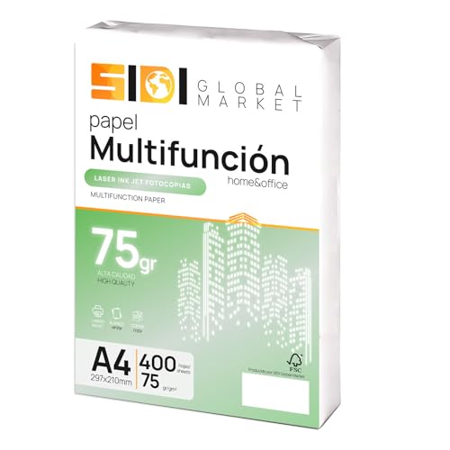 SIDI A4-Papier, 75 g, Druckerpapier für Schule, Arbeit oder Privatgebrauch, Blätter für Kopierer und Mehrzweck, Extra Weiß - Packung (400 Blatt) von Sidi Global Market