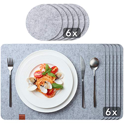 Sidorenko Edles Platzset aus Filz mit Untersetzer - 12er Set hellgrau - Tischset Abwischbar 44x32cm - Filzuntersetzer - abwaschbare Tischuntersetzer Platzdeckchen - grau Filzmatte Sidorenko Edles Platzset aus Filz mit Untersetzer - 12er Set hellgrau - Tischset Abwischbar 44x32cm - Filzuntersetzer - abwaschbare Tischuntersetzer Platzdeckchen - grau Filzmatte von Sidorenko