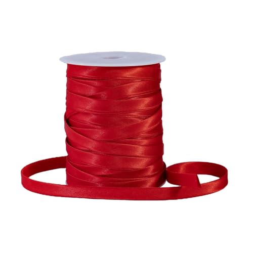 Doppelseitiges Schrägband, 12 mm, Polyester, Nähband zum Quilten, Deckeneinfassung, Kleidersäumen – vorgefalteter Rand für Stoff, Kissen, Geldbörse, 45 m, Rot von Sidory