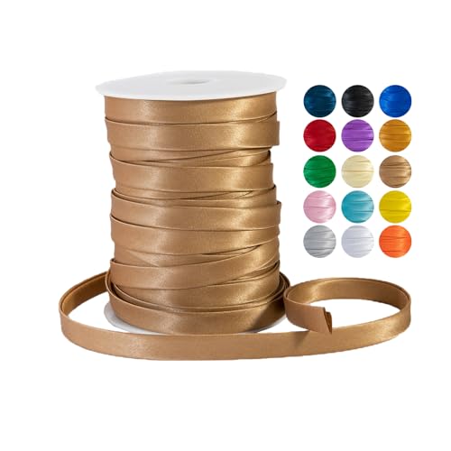Doppelseitiges Schrägband, 12 mm, Polyester, Nähband zum Quilten, Deckeneinfassung, Kleidersäumen – vorgefalteter Rand für Stoff, Kissen, Geldbörse, Braun von Sidory