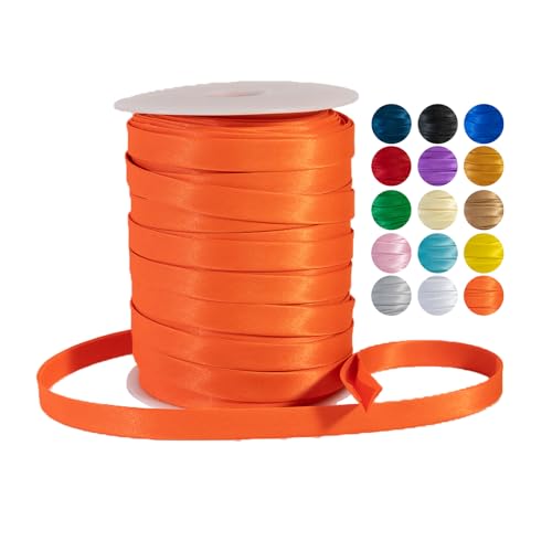 Doppelseitiges Schrägband, 12 mm, Polyester, Nähband zum Quilten, Deckeneinfassung, Kleidersäumen – vorgefalteter Rand für Stoff, Kissen, Geldbörse, Orange von Sidory