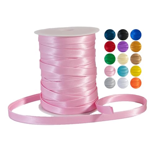 Doppelseitiges Schrägband, 12 mm, Polyester, Nähband zum Quilten, Deckeneinfassung, Kleidersäumen – vorgefalteter Rand für Stoff, Kissen, Geldbörse, Rosa von Sidory