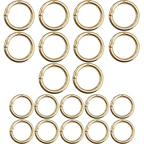 20 Stück runde Feder Karabiner Ringe für Taschen Ring Karabiner Federschnalle für Schlüsselanhänger Handtasche Schmuck Dekoration Handwerk Zubehör (Gold) von SieTin