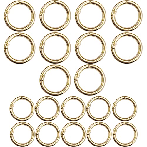 20 Stück Frühling Runde Karabiner Ringe für Taschen Ring Karabiner Feder Schnalle für Schlüsselanhänger Schmuck Dekoration Handwerk Zubehör (Gold) von SieTin