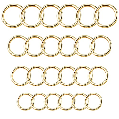 24 Stücke Snap Runde Karabiner DIY Rund Frühling Karabinerhaken Ringe für Schlüsselanhänger Handtasche Geldbörse Dekoration Handwerk Zubehör (Gold) von SieTin