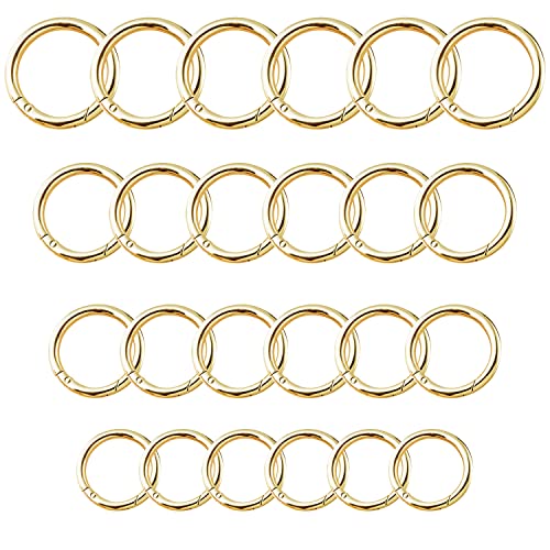 24 Stücke Snap Runde Karabiner DIY Rund Frühling Karabinerhaken Ringe für Schlüsselanhänger Handtasche Geldbörse Dekoration Handwerk Zubehör (Gold) von SieTin