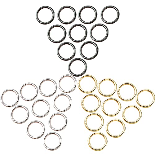 30 Stück Runde Karabiner 28mm DIY Rund Frühling Karabinerhaken Ringe für Schlüsselanhänger Tasche Geldbörse Dekoration Handwerk Zubehör von SieTin