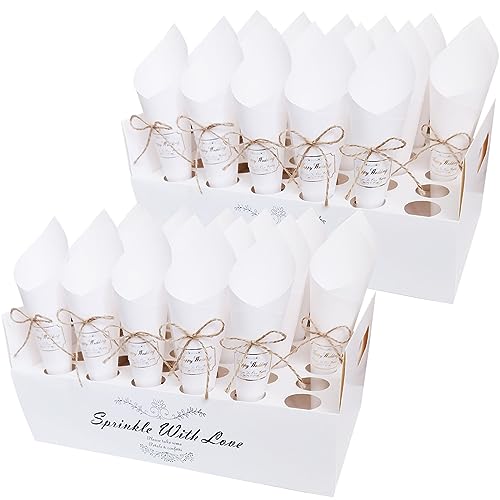 Reiskegel für Hochzeit, 30 Löcher, Konfektschachteln mit Kraftpapier, Kegel, Reis, Hochzeit, Konfekt, für Hochzeit, Taufe, Party, Geburtstag (weiß 2) von SieTin