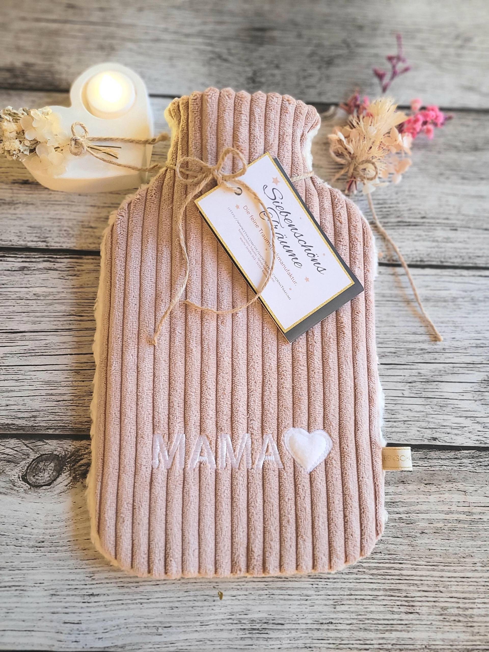Breitcord Cord Liebt Baumwollteddyplüsch Mit Herzpersonalisierbare Wärmflaschevalentinstag, Geburtstagsgeschenk, Farbwahl, Name, Wärmeflasche von SiebenschoensTraeume