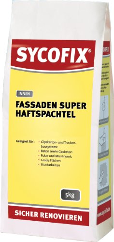SYCOFIX MUR Fassaden SUPER Haftspachtel 5 kg, kunstharzvergütete Zermentspachtelmasse zum Verspachteln, Ausbessern und Glätten mineralischer Untergründe wie Kalk-, Zement- und Gipsputz, Außen Spachtel SYCOFIX MUR Fassaden SUPER Haftspachtel 5 kg, kunstharzvergütete Zermentspachtelmasse zum Verspachteln, Ausbessern und Glätten mineralischer Untergründe wie Kalk-, Zement- und Gipsputz, Außen Spachtel von Sieder