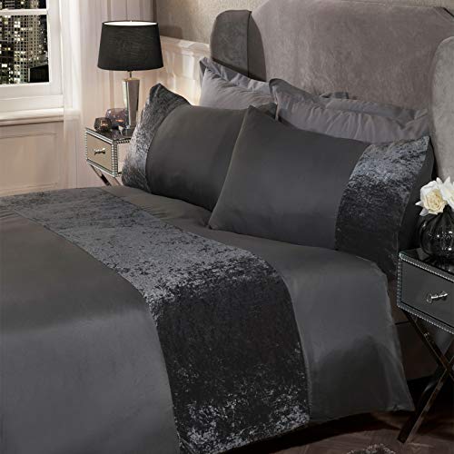 Sienna Bettbezug-Set aus Pannesamt, Super-King-Size-Betten, 100 Prozent Polyester, Grau Sienna Bettbezug-Set aus Pannesamt, Super-King-Size-Betten, 100 Prozent Polyester, Grau von Sienna