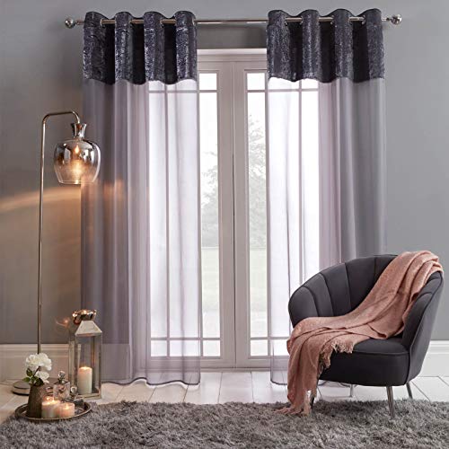 Sienna Fensterbehandlungs-Draperies, 100Prozent Polyester Pannesamt, Anthrazit, 55" Wide x 87" Drop, SCNECVPCL58 Sienna Fensterbehandlungs-Draperies, 100Prozent Polyester Pannesamt, Anthrazit, 55" Wide x 87" Drop, SCNECVPCL58 von Sienna