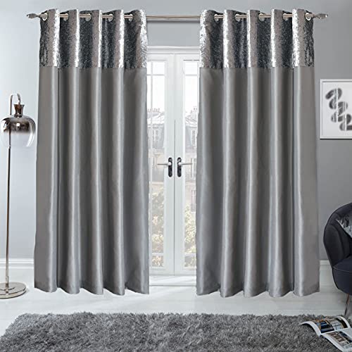 Sienna Vorhänge aus Pannesamt, komplett gefüttert, mit Ösen, Kunstseide, Fensterbehandlung, 117 x 229 cm, Silbergrau Sienna Vorhänge aus Pannesamt, komplett gefüttert, mit Ösen, Kunstseide, Fensterbehandlung, 117 x 229 cm, Silbergrau von Sienna