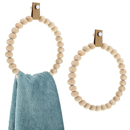 Handgefertigter Boho-Handtuchring, rustikale Holzperlen, Handtuchhalter, Wandmontage, Boho-Badezimmer-Zubehör, rustikales Bad, Bauernhaus-Dekor für Küche, Badezimmer, Wand, 7. 12,7 cm, 2 Stück Handgefertigter Boho-Handtuchring, rustikale Holzperlen, Handtuchhalter, Wandmontage, Boho-Badezimmer-Zubehör, rustikales Bad, Bauernhaus-Dekor für Küche, Badezimmer, Wand, 7. 12,7 cm, 2 Stück von Sieral
