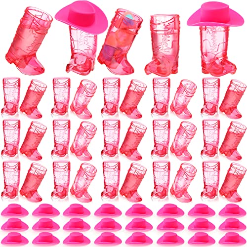 Sieral Mini-Cowboy-Stiefel-Gläser, Kunststoff, Cowgirl-Partyzubehör, Western-Kunststoffbecher für Cowboy-Cowgirl-Dekorationen, Junggesellinnenabschied, rosa Stiefelbecher (Rosarot), 54 Stück von Sieral