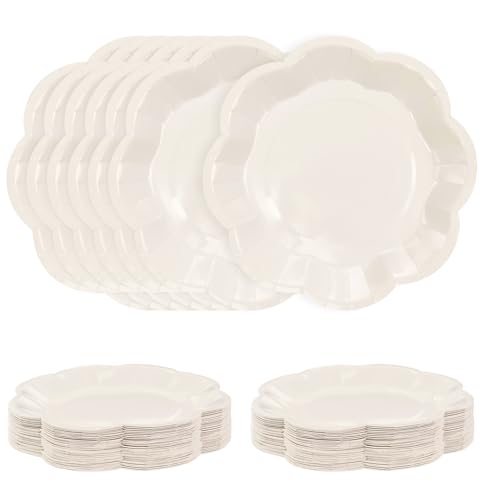 SietDESEO Elfenbeinfarbene Pappteller, 17,8 cm, gewellt, Dessertteller, elfenbeinfarben, Einwegteller für Party, Abendessen, Hochzeit, Babyparty, Geburtstag, Kuchenteller, 50 Stück SietDESEO Elfenbeinfarbene Pappteller, 17,8 cm, gewellt, Dessertteller, elfenbeinfarben, Einwegteller für Party, Abendessen, Hochzeit, Babyparty, Geburtstag, Kuchenteller, 50 Stück von SietDESEO