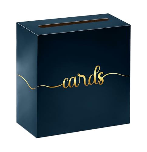 SietDESEO Marineblau und Gold Kartenbox für Party Umschlag Box Geldkartenbox Geschenkkartenbox Halter für Hochzeit Empfang Babyparty Geburtstag Kartenbox von SietDESEO