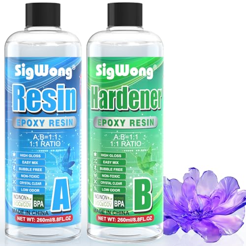 Sig Wong Epoxidharz-Set, kristallklare Beschichtung, 2 Komponenten Gießharz für Kunst, Handwerk, Schmuckherstellung, Flusstische, Handschuhe, Messbecher, Holzstäbe und Pipetten, 540 ml Sig Wong Epoxidharz-Set, kristallklare Beschichtung, 2 Komponenten Gießharz für Kunst, Handwerk, Schmuckherstellung, Flusstische, Handschuhe, Messbecher, Holzstäbe und Pipetten, 540 ml von SigWong