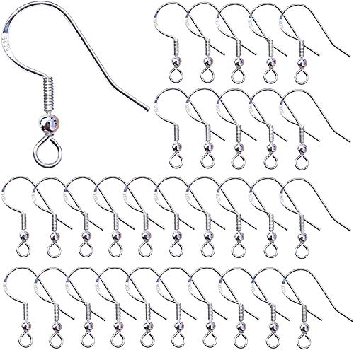 100 Stück Silber-Ohrringhaken aus 925er Sterlingsilber mit Federkugel für selbstgemachte Schmuckherstellung 100 Stück Silber-Ohrringhaken aus 925er Sterlingsilber mit Federkugel für selbstgemachte Schmuckherstellung von Siganorpy