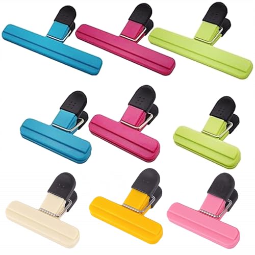 9 Stück Chip-Clips, Beutel-Clips zur Aufbewahrung von Lebensmitteln, verschiedene Größen, Kartoffelchip-Clips, magnetische Beutel-Clips für Chips, Brot, Snacks, robuste Beutel-Verschlussclips von Siganorpy