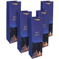 5 SIGEL Geschenktüten für Flaschen Christmas Chapel Large Motiv 10,0 x 35,0 cm von Sigel