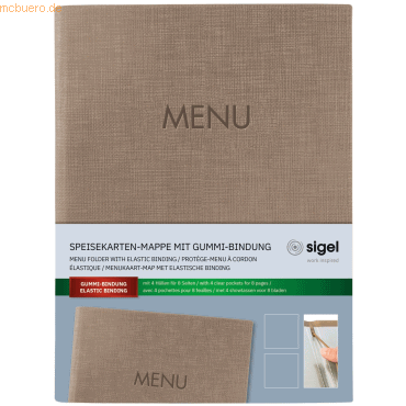 Sigel Speisekarten-Mappe Gummi-Bindung Blindprägung MENU A5 beige Sigel Speisekarten-Mappe Gummi-Bindung Blindprägung MENU A5 beige von Sigel