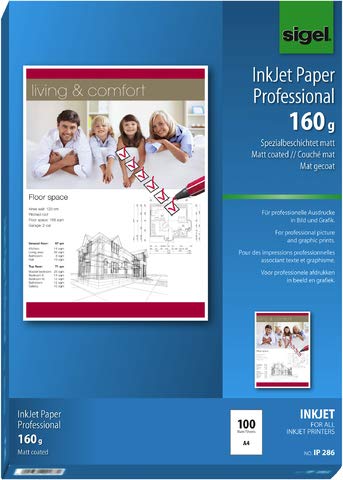 Fotopapier sigel InkJet-Papier spezialbeschichtet/IP286 A4 matt 160g Inhalt 100 Blatt von Sigel