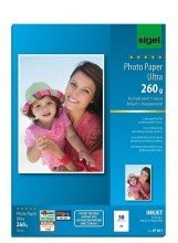 Fotopapier sigel InkJet-Ultra-Photopapier hochglänzend/IP641 A4 260g Inhalt 50 Blatt von Sigel