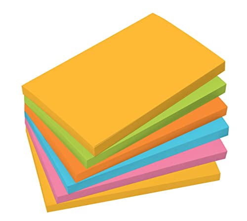 SIGEL BA127 Haftnotizen für agiles Arbeiten, 5 Farben (gelb, grün, orange, pink, blau), rechteckig, 12,5x7,5 cm, 6 Blocks à 100 Blatt von Sigel