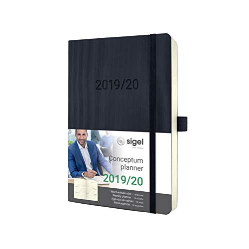 SIGEL C2006 Wochenkalender 2019/2020, 18 Monate, ca. A5, schwarzes Softcover, Conceptum - weitere Modelle von Sigel