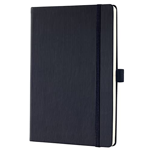 SIGEL CO109 Premium Notizbuch dotted, A5, Hardcover, schwarz - Conceptum - mit Seitenzahlen, Inhaltsverzeichnis, Stiftschlaufe, Falttasche von Sigel