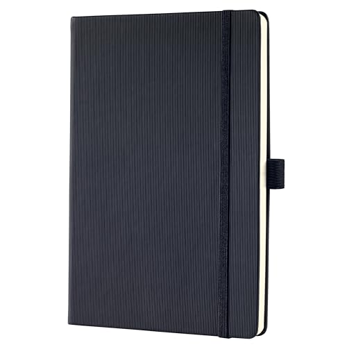 SIGEL CO120 Premium Notizbuch blanko, A5, Hardcover, schwarz, aus nachhaltigem Papier - Conceptum - mit Seitenzahlen, Inhaltsverzeichnis, Stiftschlaufe, Falttasche von Sigel