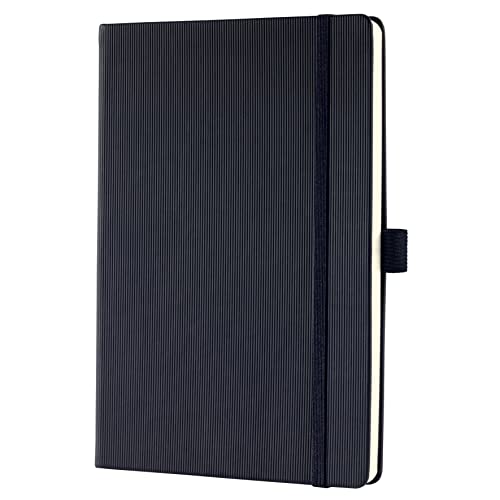 SIGEL CO121 Premium Notizbuch kariert, A5, Hardcover, schwarz, aus nachhaltigem Papier - Conceptum - mit Seitenzahlen, Inhaltsverzeichnis, Stiftschlaufe, Falttasche von Sigel