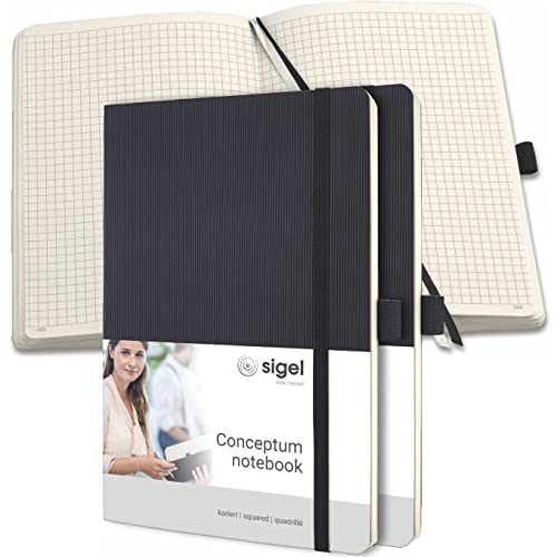 Sigel CO320/3 Notizbuch A5 kariert schwarz, Softcover, 194 nummerierte Seiten, 3er Pack, mit Inhaltsverzeichnis, Stiftschlaufe, Falttasche, Gummibandverschluss, Conceptum Sigel CO320/3 Notizbuch A5 kariert schwarz, Softcover, 194 nummerierte Seiten, 3er Pack, mit Inhaltsverzeichnis, Stiftschlaufe, Falttasche, Gummibandverschluss, Conceptum von Sigel