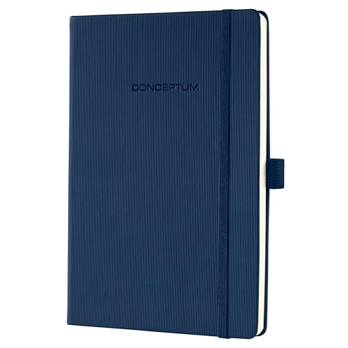 SIGEL CO657 Premium Notizbuch liniert, A5, Hardcover, blau, aus nachhaltigem Papier - Conceptum - mit Seitenzahlen, Inhaltsverzeichnis, Stiftschlaufe, Falttasche von Sigel