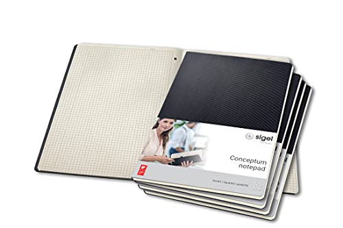 SIGEL CO800 Notizblock A4 kariert, 60 Blatt, aus nachhaltigem Papier, Conceptum - 5er Pack von Sigel
