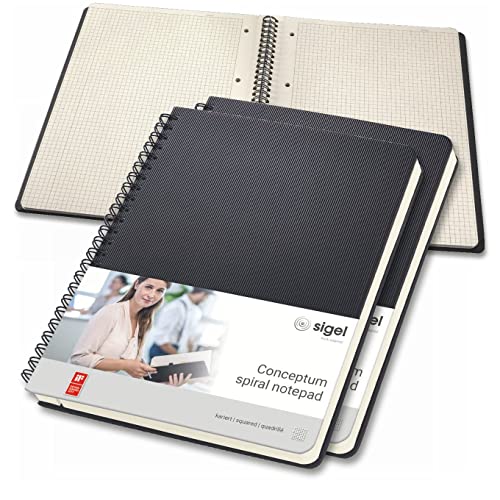 Sigel CO822/3 Spiralblock A5 kariert schwarz 80 Blatt, sehr stabiler Hardcover-Einband, 3er Pack, Einsteckfach, aus nachhaltigem Papier, Conceptum Notizblock Sigel CO822/3 Spiralblock A5 kariert schwarz 80 Blatt, sehr stabiler Hardcover-Einband, 3er Pack, Einsteckfach, aus nachhaltigem Papier, Conceptum Notizblock von Sigel